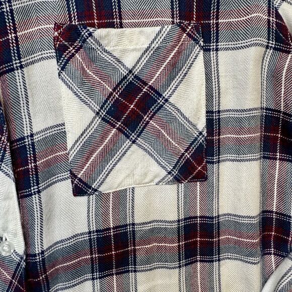 Rails Hunter Plaid Shirt White Teal Merlot Medium Button Down VGUC - Picture 4 of 11
